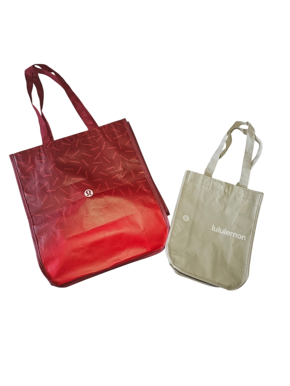 lululemon athletica Red Gradient and Beige Tote Duo